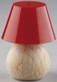 Kahlert Tischlampe mit Holzfuß und Schirm rot